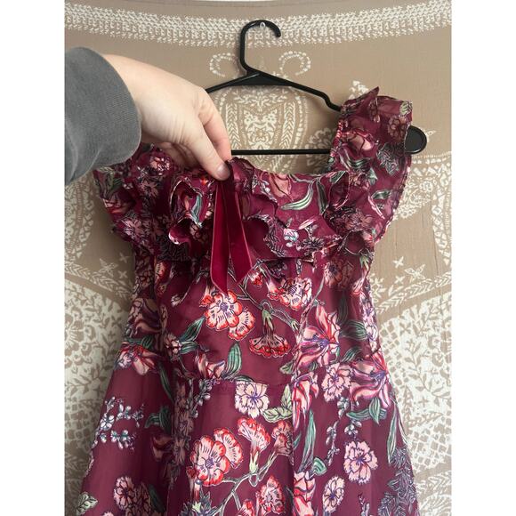 For Love and Lemons Flora Off Shoulder Mini Dress in Berry Floral - Picture 4 of 6